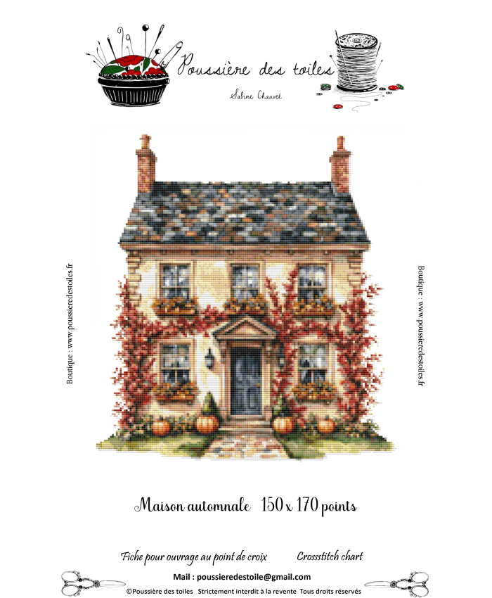 Grille point de croix : Maison automnale Papier