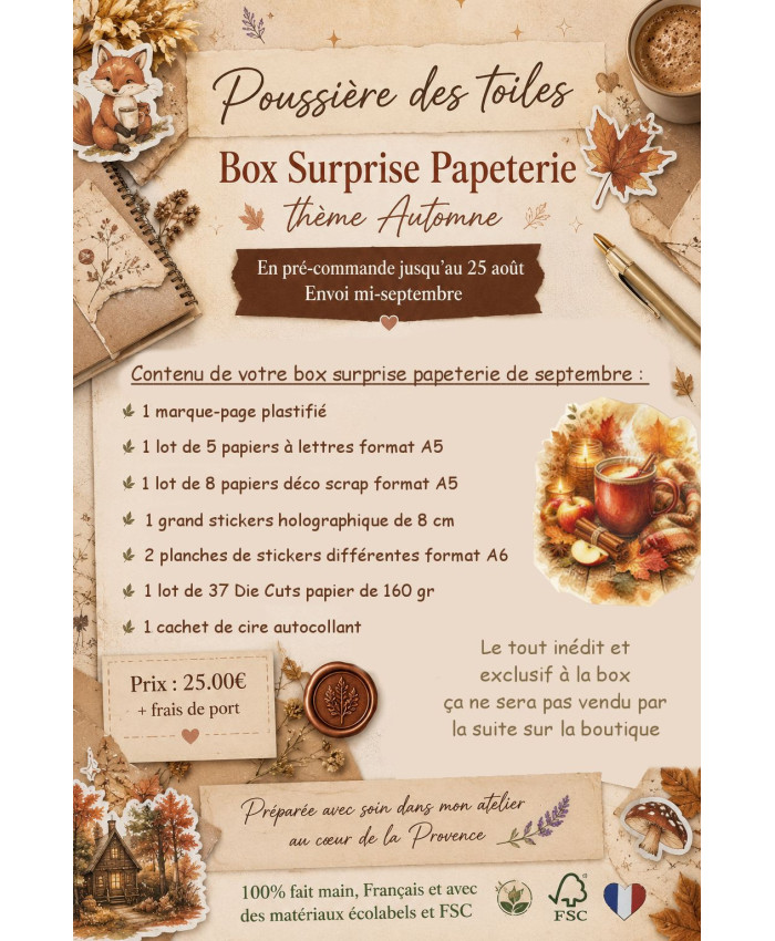 Box Surprise Papeterie thème Automne En pré-commande jusqu’au 25 août