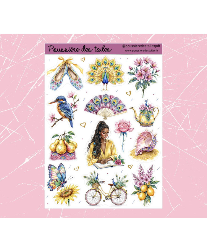 Réf 220 Feuille d’autocollants, Stickers pour Bullet Journal summer