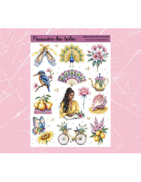 Réf 220 Feuille d’autocollants, Stickers pour Bullet Journal summer