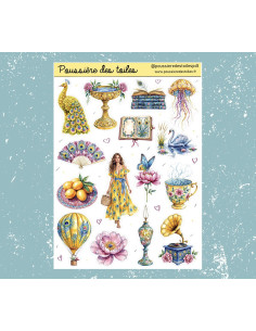 Réf 222 Feuille d’autocollants, Stickers pour Bullet Journal jaune citron