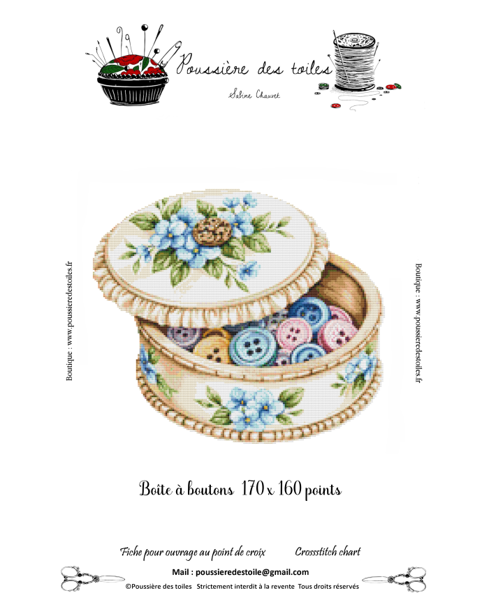 Grille point de croix : Boîte à boutons PDF