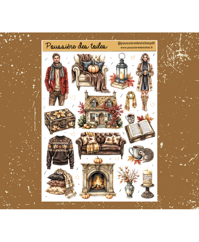 Réf 223 Feuille d’autocollants, Stickers pour Bullet Journal automne