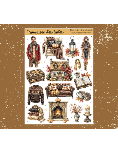 Réf 223 Feuille d’autocollants, Stickers pour Bullet Journal automne