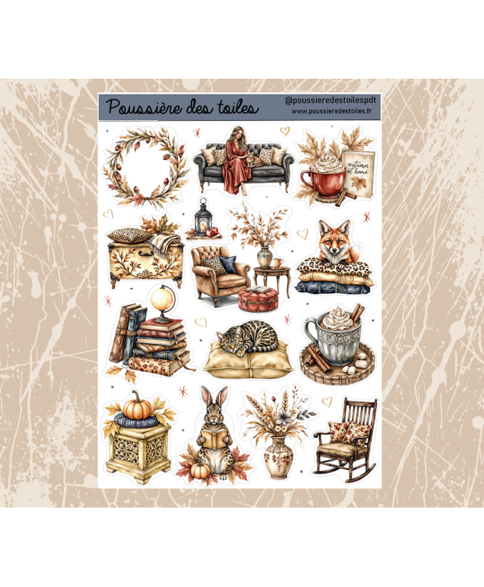 Réf 225 Feuille d’autocollants, Stickers pour Bullet Journal automne