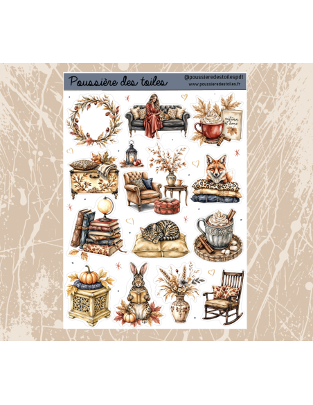 Réf 225 Feuille d’autocollants, Stickers pour Bullet Journal automne