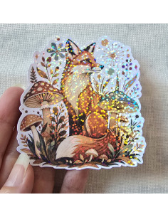 Stickers holographique Renard d'automne