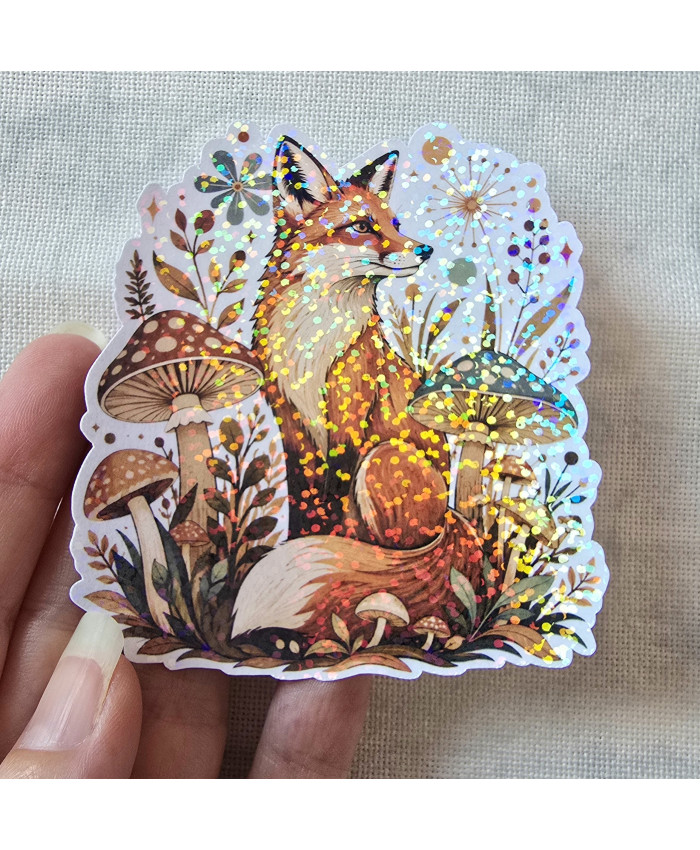 Stickers holographique Renard d'automne