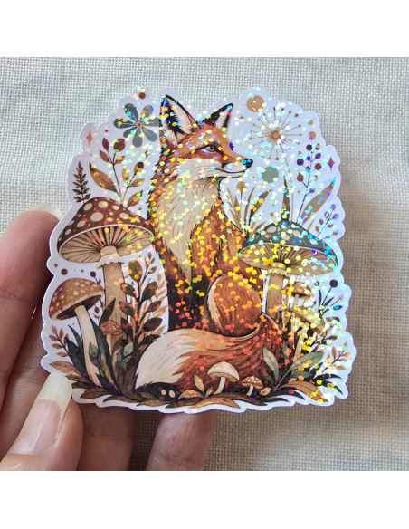 Stickers holographique Renard d'automne