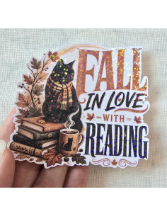 Stickers holographique Chat d'automne