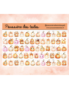 Réf 226 Feuille d’autocollants, Stickers pour Bullet Journal masking tape citrouilles