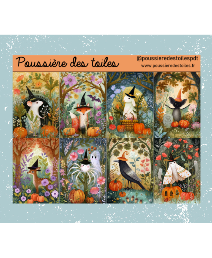 Réf 227 Feuille d’autocollants, Stickers pour Bullet Journal halloween