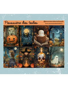Réf 228 Feuille d’autocollants, Stickers pour Bullet Journal halloween
