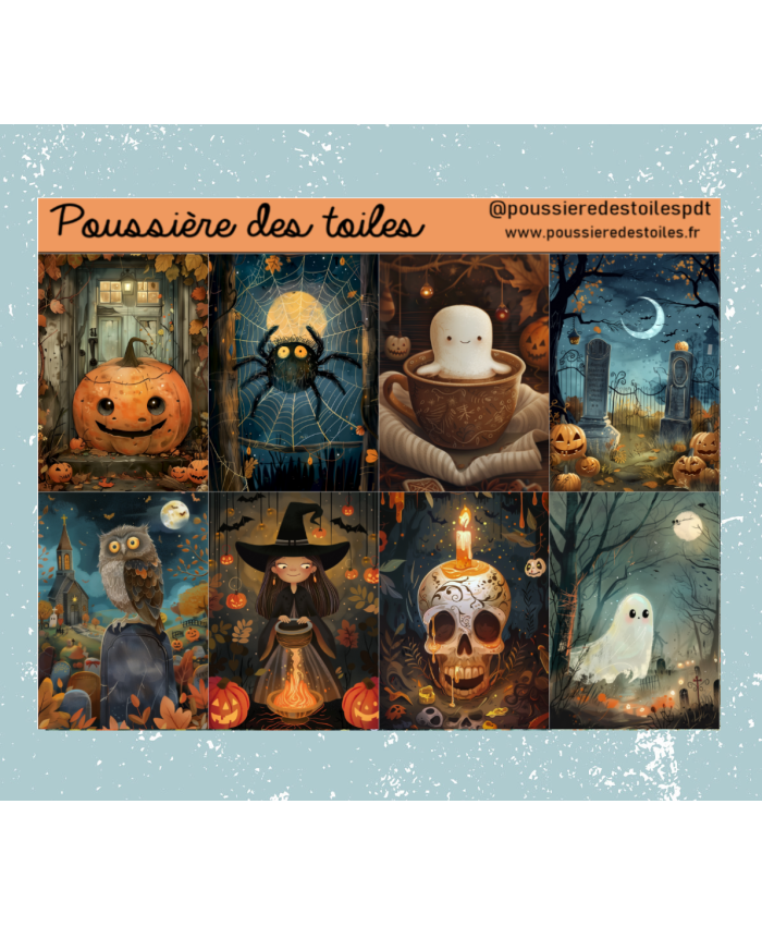 Réf 228 Feuille d’autocollants, Stickers pour Bullet Journal halloween