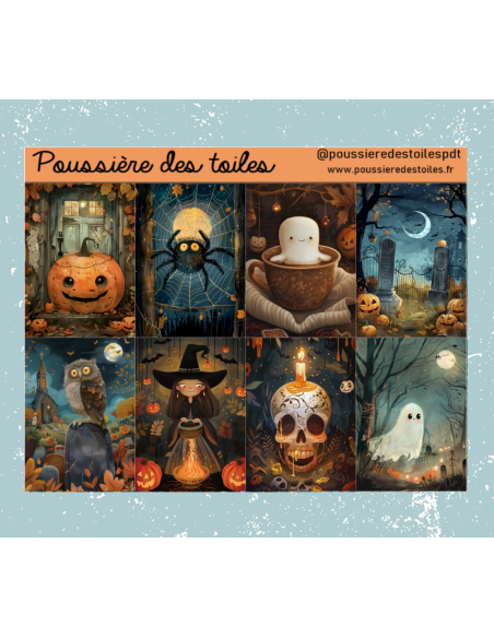 Réf 228 Feuille d’autocollants, Stickers pour Bullet Journal halloween