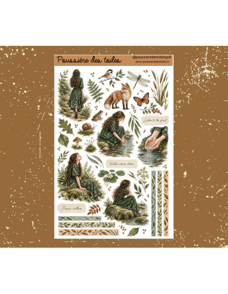 Réf 229 Feuille d’autocollants, Stickers pour Bullet Journal automne forêt
