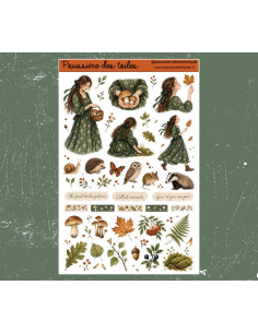 Réf 230 Feuille d’autocollants, Stickers pour Bullet Journal automne forêt