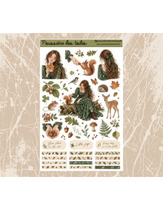 Réf 232 Feuille d’autocollants, Stickers pour Bullet Journal automne forêt