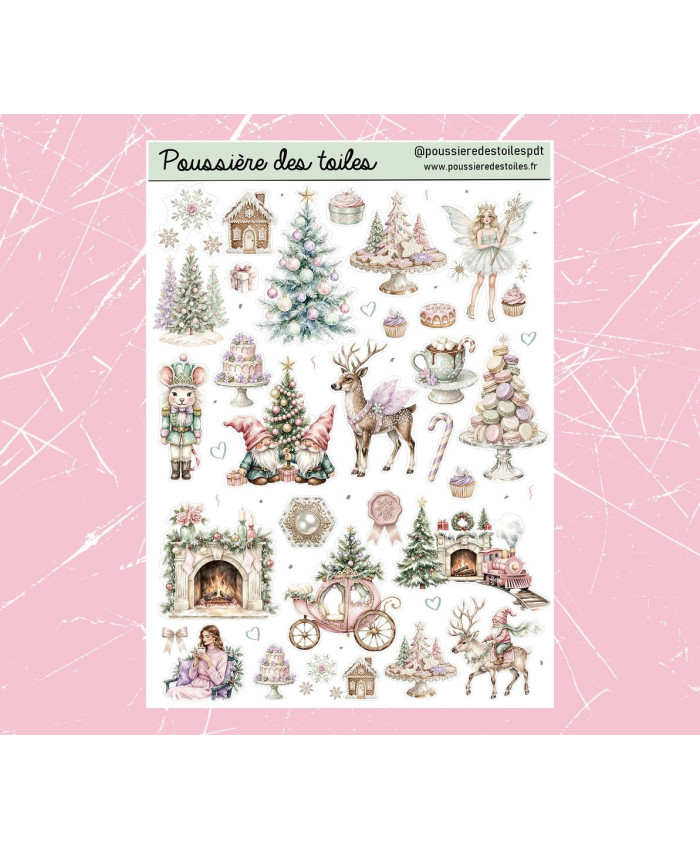 Réf 233 Feuille d’autocollants, Stickers pour Bullet Journal noël