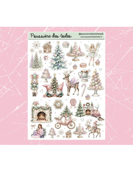Réf 233 Feuille d’autocollants, Stickers pour Bullet Journal noël