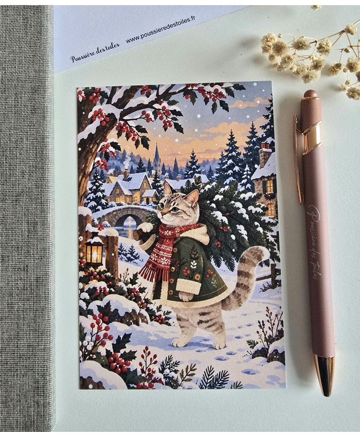 Réf 46 Carte postale postcrossing scrapbooking correspondance chat