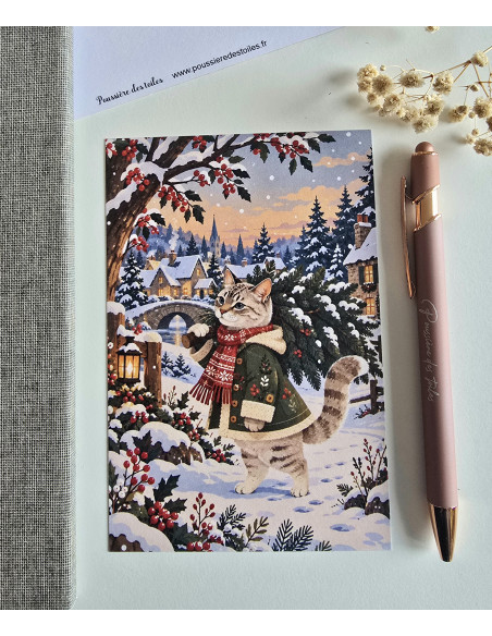 Réf 46 Carte postale postcrossing scrapbooking correspondance chat