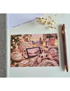 Réf 48 Carte postale postcrossing scrapbooking correspondance jeux vidéo