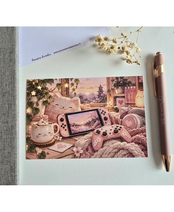 Réf 48 Carte postale postcrossing scrapbooking correspondance jeux vidéo