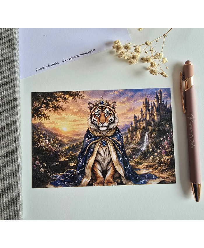Réf 49 Carte postale postcrossing scrapbooking correspondance tigre