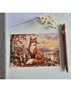 Réf 50 Carte postale postcrossing scrapbooking correspondance renard