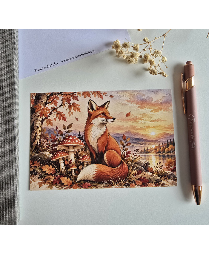 Réf 50 Carte postale postcrossing scrapbooking correspondance renard