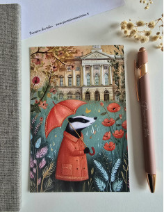 Réf 54 Carte postale postcrossing scrapbooking correspondance blaireau