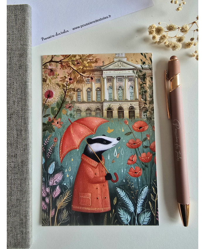 Réf 54 Carte postale postcrossing scrapbooking correspondance blaireau