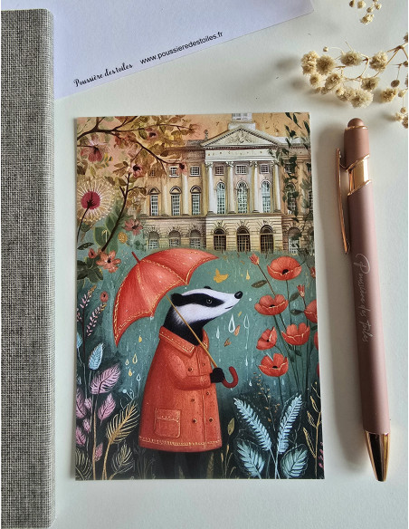 Réf 54 Carte postale postcrossing scrapbooking correspondance blaireau