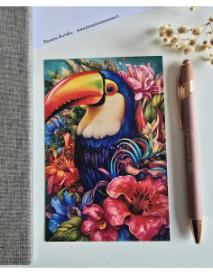 Réf 60 Carte postale postcrossing scrapbooking correspondance toucan
