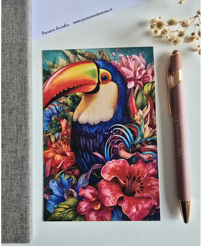 Réf 60 Carte postale postcrossing scrapbooking correspondance toucan