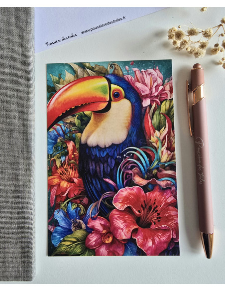 Réf 60 Carte postale postcrossing scrapbooking correspondance toucan