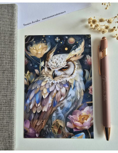 Réf 61 Carte postale postcrossing scrapbooking correspondance hibou