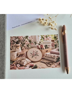 Réf 65 Carte postale postcrossing scrapbooking correspondance Broderie