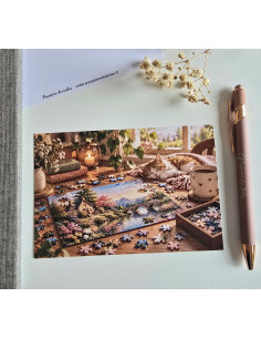 Réf 66 Carte postale postcrossing scrapbooking correspondance puzzle
