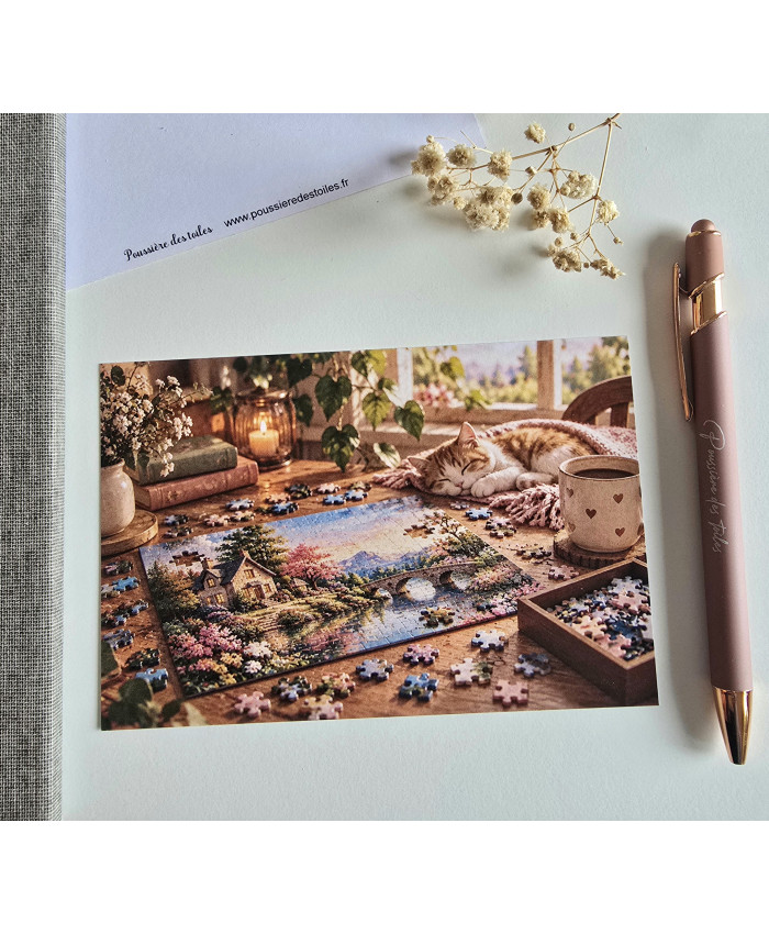 Réf 66 Carte postale postcrossing scrapbooking correspondance puzzle