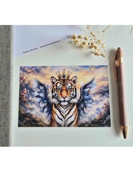 Réf 67 Carte postale postcrossing scrapbooking correspondance tigre