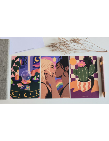Réf 68 Lot de 3 cartes postales postcrossing scrapbooking correspondance de Crella illustration