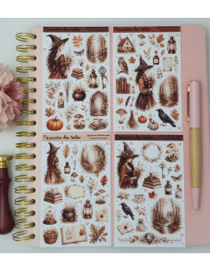 Lot de 4 planches d’autocollants, Stickers pour Bullet Journal automne