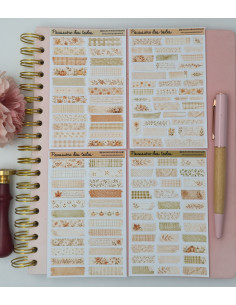 Lot de 4 planches d’autocollants, Stickers pour Bullet Journal masking tape